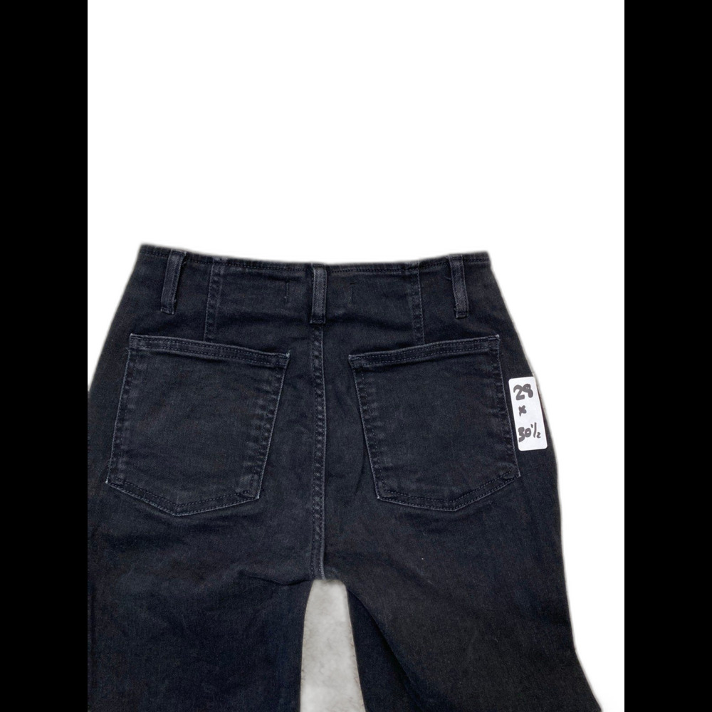 Free People We The Free High-Rise Utility Flare Side Slit Raw Hem Black 28 - Picture 7 of 10